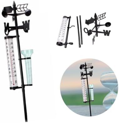 VICASKY 2 Sets Outdoor Meteorology Instrument Rain Gauge Thermometer Wind Direction for Garden Farm Use Durable Accurate Measuring Tools