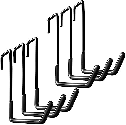 HUPBIPY Rafter Hanger Hook Garage Bike Hooks Ladder Hanger Large S Hooks for Hanging,with Non Slip Coating,for Organizing Bulk Items,Ladders,Bikes,Ropes and More Equipment (6, Black)
