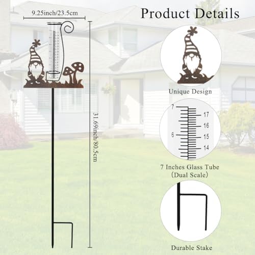 Gnome Rain Gauge Outdoor, Metal Rain Gauges