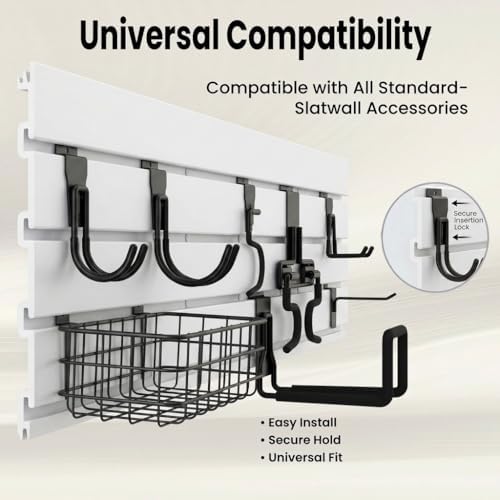 SMARTSTANDARD White Slatwall Panel Set, Wall Organizer for Garden Storage