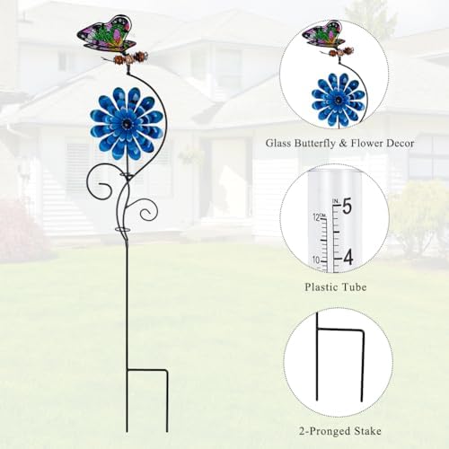 3 Pack Rain Gauge Outdoor, 5 Inch Tube Butterfly Rain Gauges