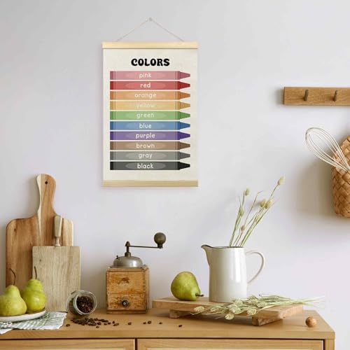TLESKE Colorful Classroom Colors Learning Educational Poster Hanger Frame, Homeschool Hanging Wall Art Decor for Toddlers Kids Room Nursery Playroom, Preschool Prek Poster Print Banner, 16x24