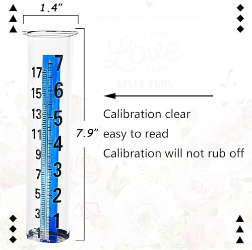 JOYBEE 7" Capacity Glass Rain Gauge Replacement Tube for Outdoors Yard Garden(2 pcs)