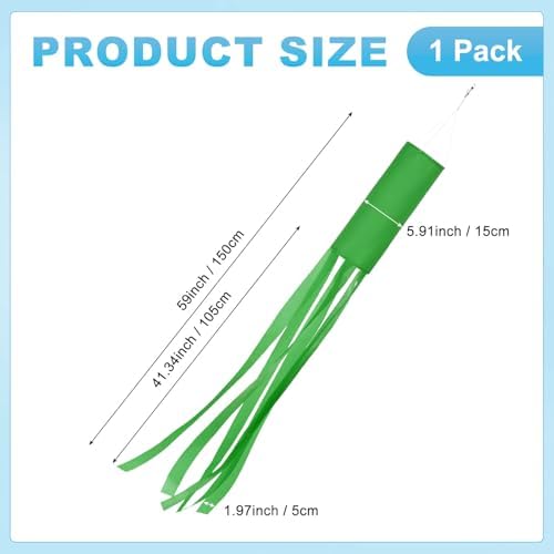 M METERXITY 1-Pack Windsock Flag, Colorful Wind Socks for Garden/Yard/Patio/Home Decor, Spring Summer Fall Winter Outdoor Hanging Decoration [59 in / 150cm, Green]