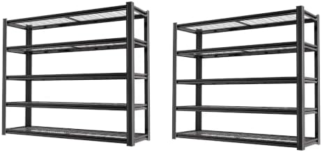 5-Tier Heavy Duty Garage Shelving, 5,000 lbs Capacity Adjustable Metal Storage Shelving Unit for Garage, Basement, Warehouse & Workshop, 62" W x 24" D x 72" H