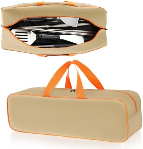 Grill Utensil Storage Bag for Outdoor Grilling, 24 x 8 x 8 in, Khaki