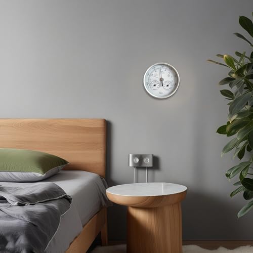 Three-Mode Barometer Weather Monitor, Five Inch Thermometer, Hygrometer For Exterior And Interior Use, Pressure Meter With Legible Dial