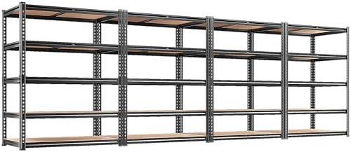 REIBII 4 Pack Storage Shelves,5 Tier Heavy Duty Metal Garage Shelving