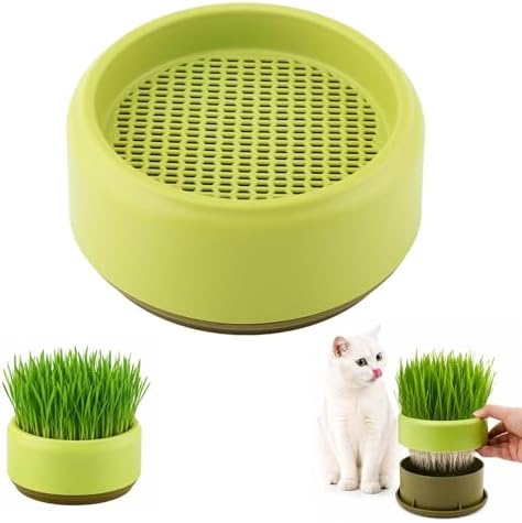 Hydroponic Cat Grass Planter, Plastic Catnip Cat Grass Box 5.31"x2.56", Soil-Free Anti-Digging Planting Trays, Wheatgrass Growing Pot for Indoor Cats Pets (Green)