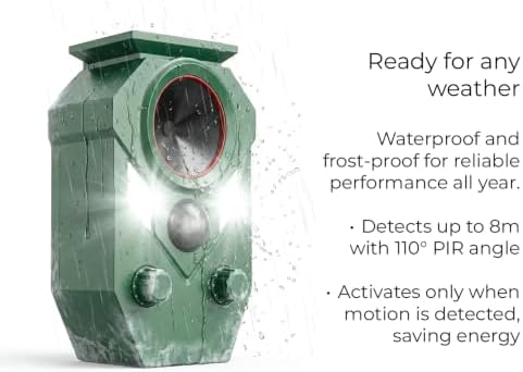 Ultrasonic Deer, Fox & Cat Outdoor Deterrent | Rechargeable Garden Protection Device with Motion Sensor, Solar Power & USB-C, Humane Yard Guard | IP65 Rated - 2 Years Warranty