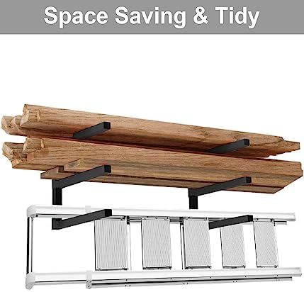 Lumber Storage Metal Rack, 3-Level Wall-Mounted Organizer and Wood Rack, Indoor & Outdoor Storage Solution for Workshop or Garage - 1 Pack