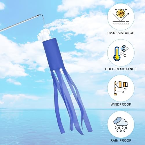 M METERXITY 1-Pack Windsock Flag, Colorful Wind Socks for Garden/Yard/Patio/Home Decor, Spring Summer Fall Winter Outdoor Hanging Decoration [39.4 in / 100cm, Blue]