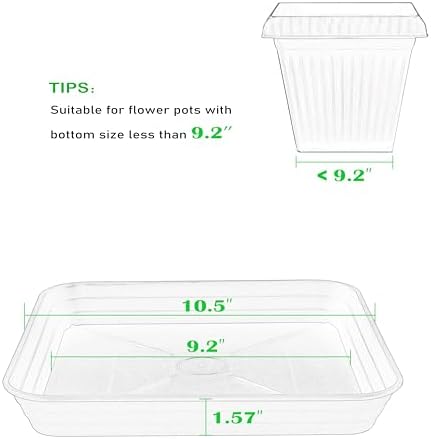 4 Pack Square Plant Saucer Tray 10 inch, 6 8 10 12 14 16 18 20 inch Heavy Duty Plastic Square Plant Saucers for Indoors Outdoor, Flower Planter Drip Trays for Pots, Seed Starting Tray