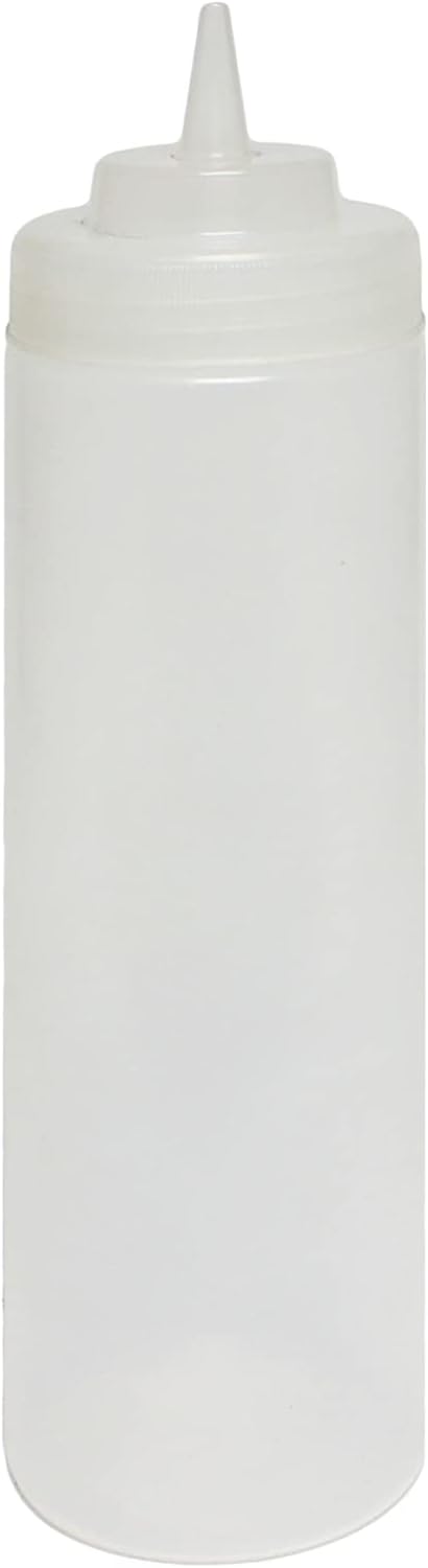 TrueCraftware- 24 oz Clear Squeeze Condiment Wide Mouth Dispensing Bottles Set of 6- Plastic Squeeze Bottle For Sauces Spreads Ketchup Mustard Mayo Hot sauces and Olive oil