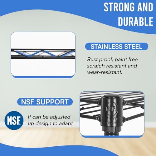 PayLessHere | 6-Tier Wire Shelf | 17"x12"x64" | Black | Adjustable Racks | Heavy-Duty Storage Shelves, Holds Upto 600 lbs | Rust-Resistant, No-Tool Assembly | for Home, Garage Shelving