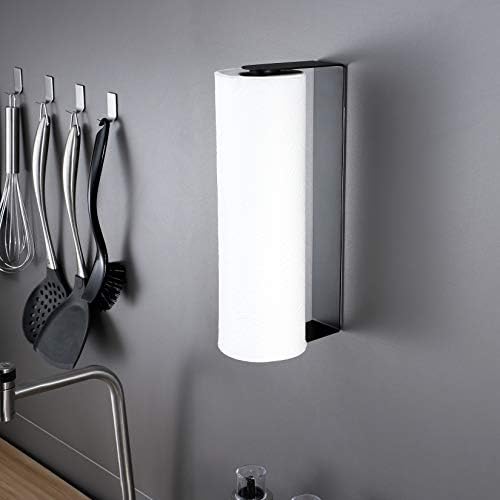 ZUNTO Black Paper Towel Holder, Self Adhesive, for Wall or Under Cabinet