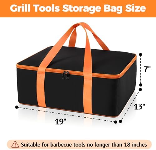 Grill Utensil Storage Bag for Outdoor Grilling, 19 x 13 x 7in, Black