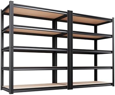 Set of 2 71"H Garage Shelving-2050LBS 5 Tier Storage Shelves,Adjustable Heavy Duty Metal Shelving Unit and Storage Large Rack,Utility Steel Shelf For Shop Warehouse Industrial Pantry 71"x35"x16"