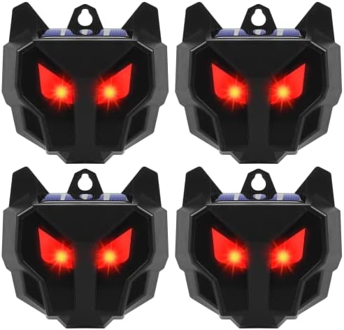 Solar Nocturnal Animal Repeller Outdoor with Predator Eyes Auto Activate Predator Deterrent Guard Lights for Coyote Skunk Deer Fox Raccoon,Nighttime Protection for Chicken Coop Yard Garden, 4 Pack