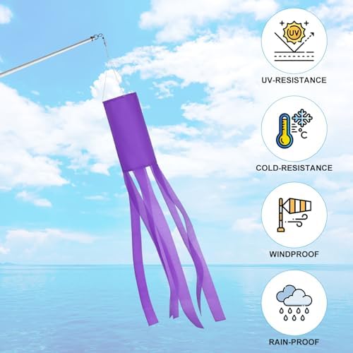 M METERXITY 1-Pack Windsock Flag, Colorful Wind Socks for Garden/Yard/Patio/Home Decor, Spring Summer Fall Winter Outdoor Hanging Decoration [39.4 in / 100cm, Purple]