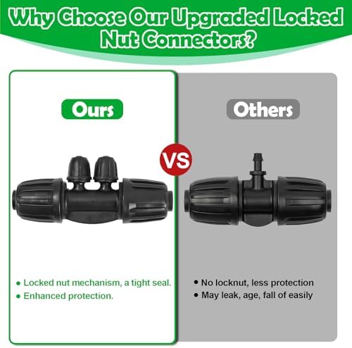 1/2 Inch To 1/4 Drip Irrigation Fittings - 8 Pack Drip Line Irrigation 1/2'' to 1/4'' Barbed Tee Adapter Anti-Drop Lock Nut Barbed Reducer 4 Way Connectors for Drip Irrigation System