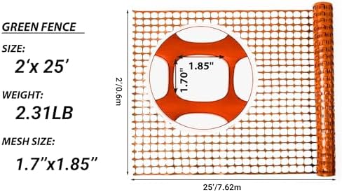 PotatoLife 2'x25' Plastic Mesh Safety Fence with 50 Zip Ties, Orange