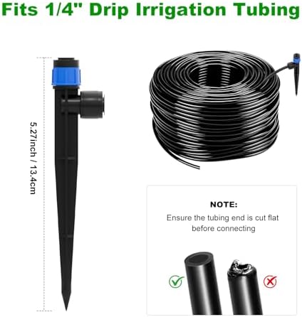 1/4 Inch Adjustable Drip Irrigation Emitters, Push-in 360° Drip Emitters for 1/4" Tubing, Adjustable Flow Watering Drippers for Garden & Greenhouse, 18 Pack