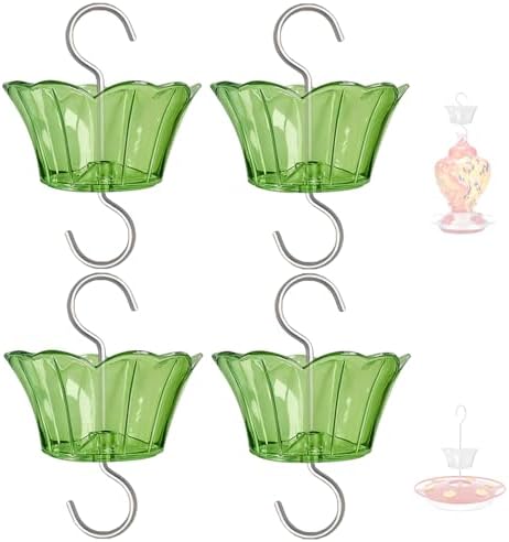 3oz Plastic Ant Moat for Hummingbird Feeder, 4-Pack Green Insect Guards