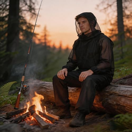 Mosquito Suit Bug Protection Mesh Clothing Breathable Lightweight Anti-Mosquito Gear for Camping Fishing Gardening