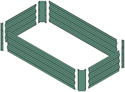 4x2x1ft Green Metal Raised Garden Bed Kit, Galvanized Outdoor Planter Box for Vegetables, Flowers, Herbs, and Succulents,60 Gallon Capacity