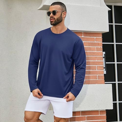 LeeHanTon Men's Sun Shirts Sun Protection Hoodie Shirt UPF 50+ Long Sleeve Work Athletic Shirt with Hooded for Fishing Hiking