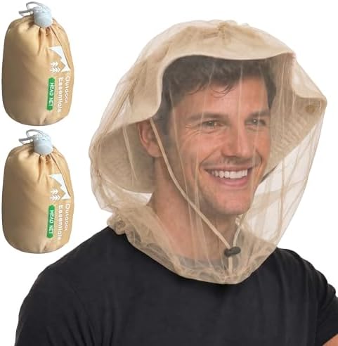 Mosquito Head Net Mesh Face Cover – Bug Face Netting Protection Against Gnats, Midges, Black Flies – Head Net for Men & Women, Hunting, Fishing, Camping, Gardening – No-See-Um Insect Netting