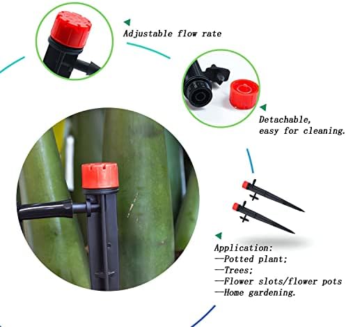 Drip Emitters for 1/4" Tubing: 360° Adjustable Irrigation Dripper, 50pcs