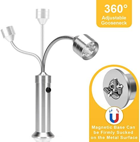 KOSIN Barbecue Grill Light Magnetic Base Super-Bright LED BBQ Lights - 360 Degree Flexible Gooseneck, Weather Resistant, Batteries Included - Pack of
