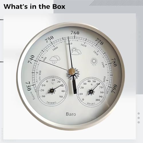 Three-Mode Barometer Weather Monitor, Five Inch Thermometer, Hygrometer For Exterior And Interior Use, Pressure Meter With Legible Dial