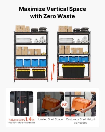 VEVOR Storage Shelves, 5-Tier Adjustable, 3000 lbs Capacity Heavy Duty
