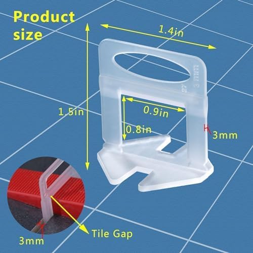 Tile Leveling System 1/8" Spacers Tile Leveler Clips DIY Tile Leveler Spacers 6000 Pcs and Tools Harden Rubber Mallet Hammer 16 oz for Professional Ceramic Tile and Stone Installation
