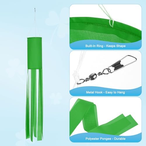 M METERXITY 1-Pack Windsock Flag, Colorful Wind Socks for Garden/Yard/Patio/Home Decor, Spring Summer Fall Winter Outdoor Hanging Decoration [39.4 in / 100cm, Green]