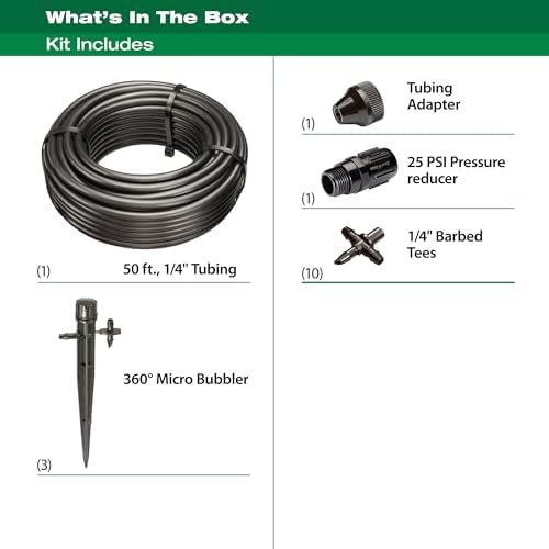 Rain Bird POTTEDKIT Drip Irrigation Kit, Full Circle, 1/4"