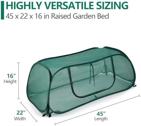 Garden Bed Cover 2 Pack, Mesh Netting Tent, Crop Cage for Raised Bed,- 30% Sunblock Shade Cloth with Metal Anchoring Spikes - Protects Plants Against Birds and Small Animals - 45"x22"x16"(H)