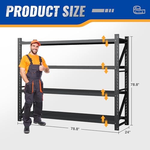 BYNSOE 78.8" W Heavy Duty Garage Shelves 7000lbs Garage Metal Shelving Adjustable Storage Shelves for Industrial, Factory, (78.8" W X 24" D X 78.8" H)
