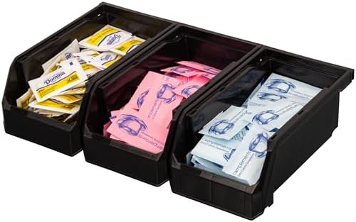 ReadySpace Small Stackable Plastic Storage Bins, 12-Pack, Black