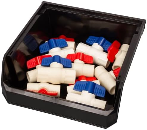 ReadySpace Medium-Wide Stackable Plastic Storage Bins, 4-Pack, Black