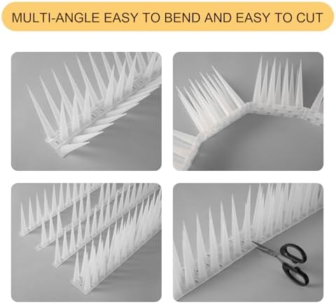 OFFO Bird Spikes Pigeon Outdoor Spikes for Cat Keep Birds Raccoon Woodpecker Away Covers 14.6 Feet(4.4m), Frosted White