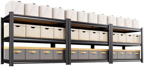 3-Pack 3 Tier Storage Shelves,Garage Shelving,Adjustable Heavy Duty Metal Shelving Units and Storage Large Rack,Utility Shelf for Shop Warehouse Industrial Pantry Organizers 33"x35"x16"