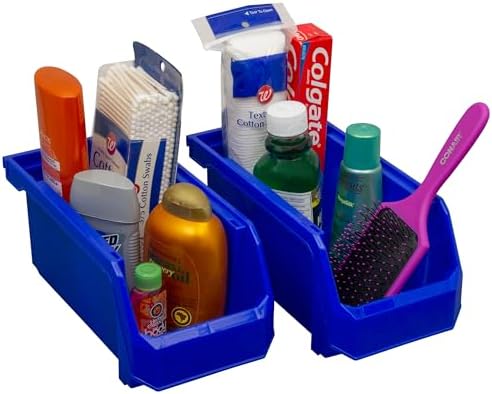 ReadySpace Medium Stackable Plastic Storage Bins, 8-Pack, Blue