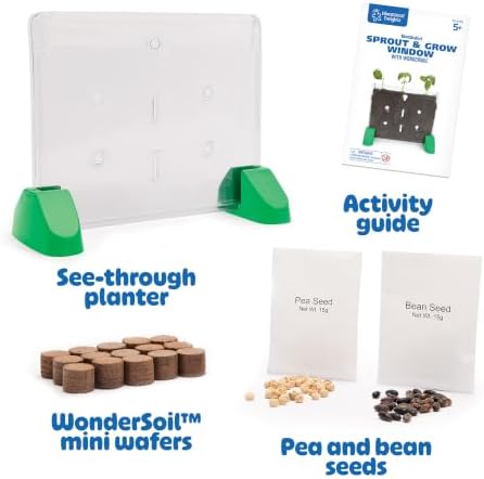 Educational Insights Sprout & Grow Window - See-Through Sprouts Growing Kit, Kids Gardening Set, Kid-Friendly Science Kits, Root Viewer, Gardening Kit for Kids, Indoor Classroom Planter, Ages 5+