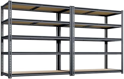 CypBed Storage Shelves, 5 Tier,2425LBS 40" W × 20" D × 72" H, Black, 2PCS
