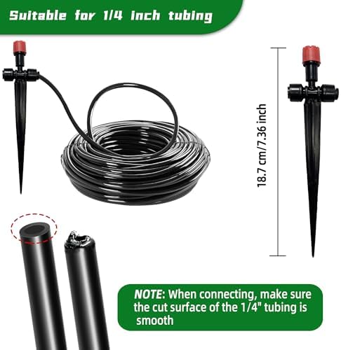 40PCS Push-to-Connect Drip Irrigation Emitters for 1/4 inch Irrigation Tubing, Two-Way Connection Adjustable Drip Emitter Sprayer with Stake, Irrigation Dripper Sprinklers for Drip Irrigation System