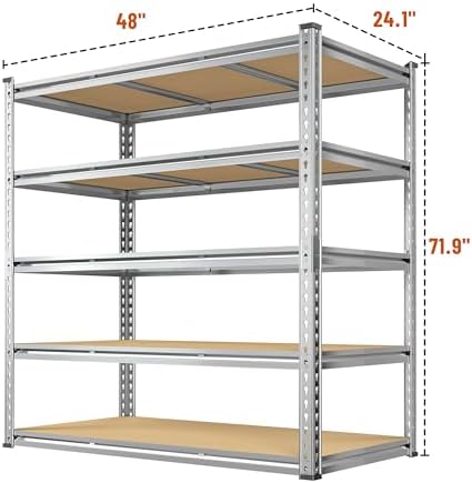 Galvanized Garage Shelving,3100LBS 5-Tier Metal Storage Rack